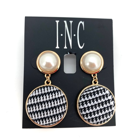 INC International Concepts Jewelry - 4/$25 Tweed Black/White Pearl Drop Earrings